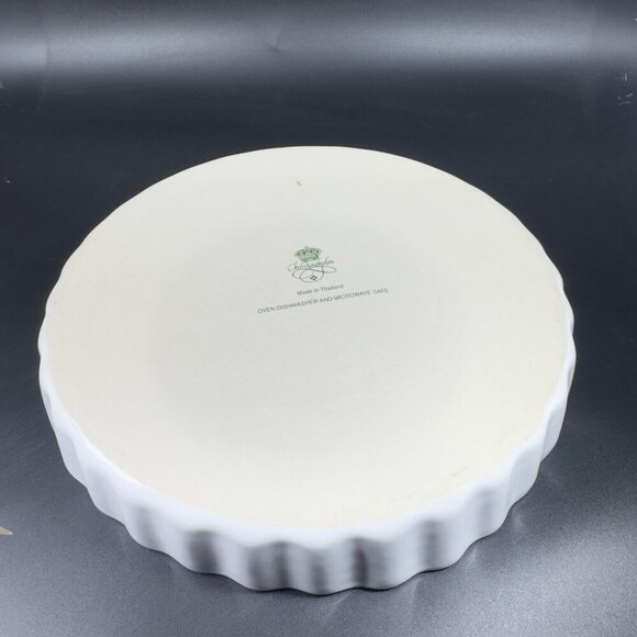Christineholm Porcelain Rose Pattern Quiche Scalloped Baking Dish Ceramic VTG - Picture 8 of 13